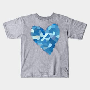 Aqua Blue Mosaic Heart Kids T-Shirt